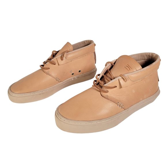 Clean Weather Vegan Raw Undyed Tan Leather Unisex Sneaker Women Size 9 1/2 - Picture 2 of 14